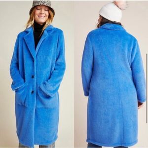 Anthropologie Sanctuary EUC furry blue coat small